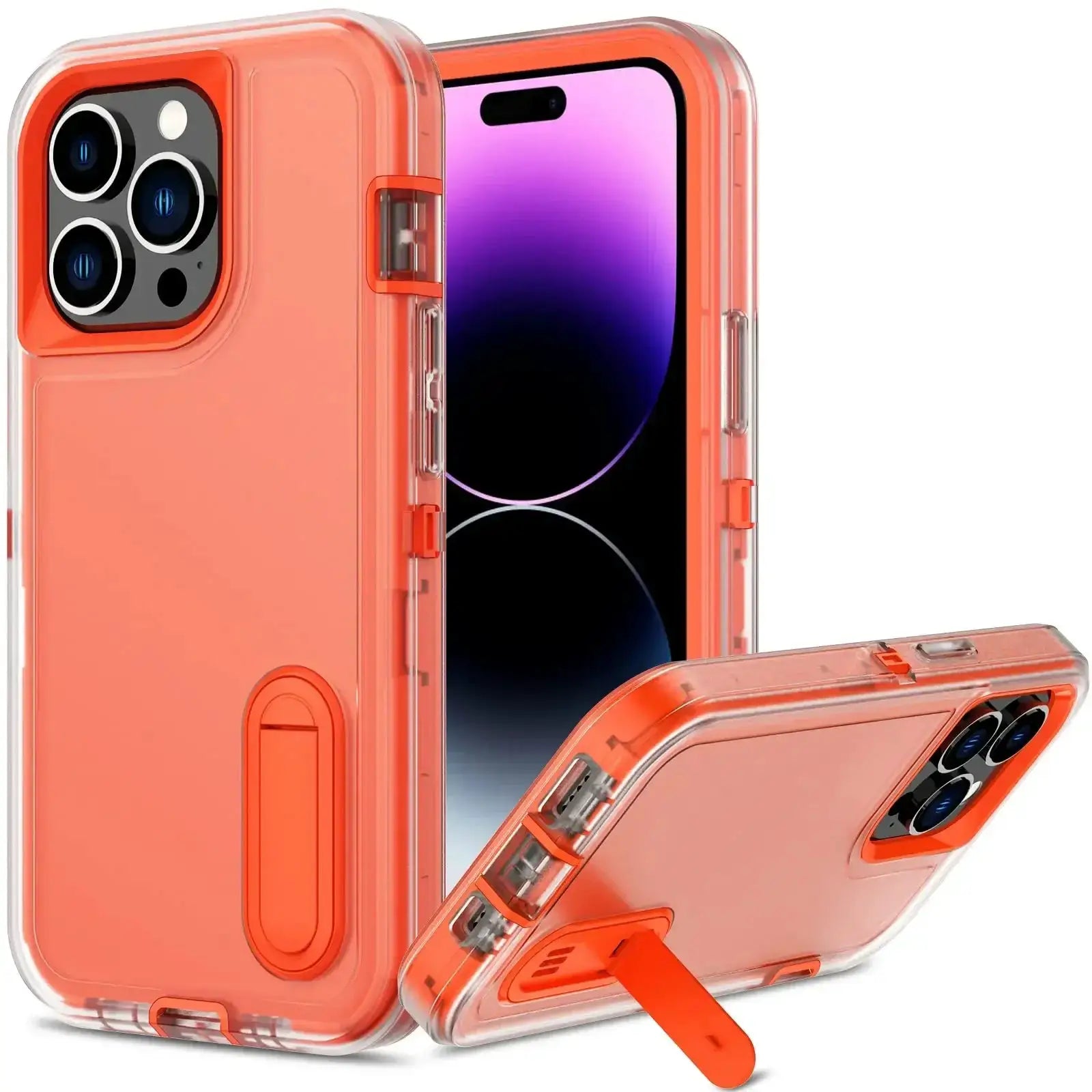 Simples Market rugged orange iPhone case with kickstand; shockproof and anti-scratch protection
