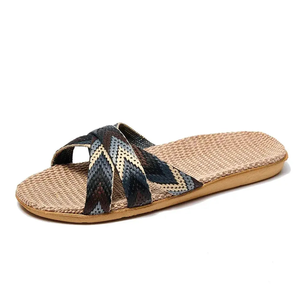 Hemp Haven Womens Indoor Slippers Breathable Lightweight Hemp Upper Summer Comfort Home Shoes