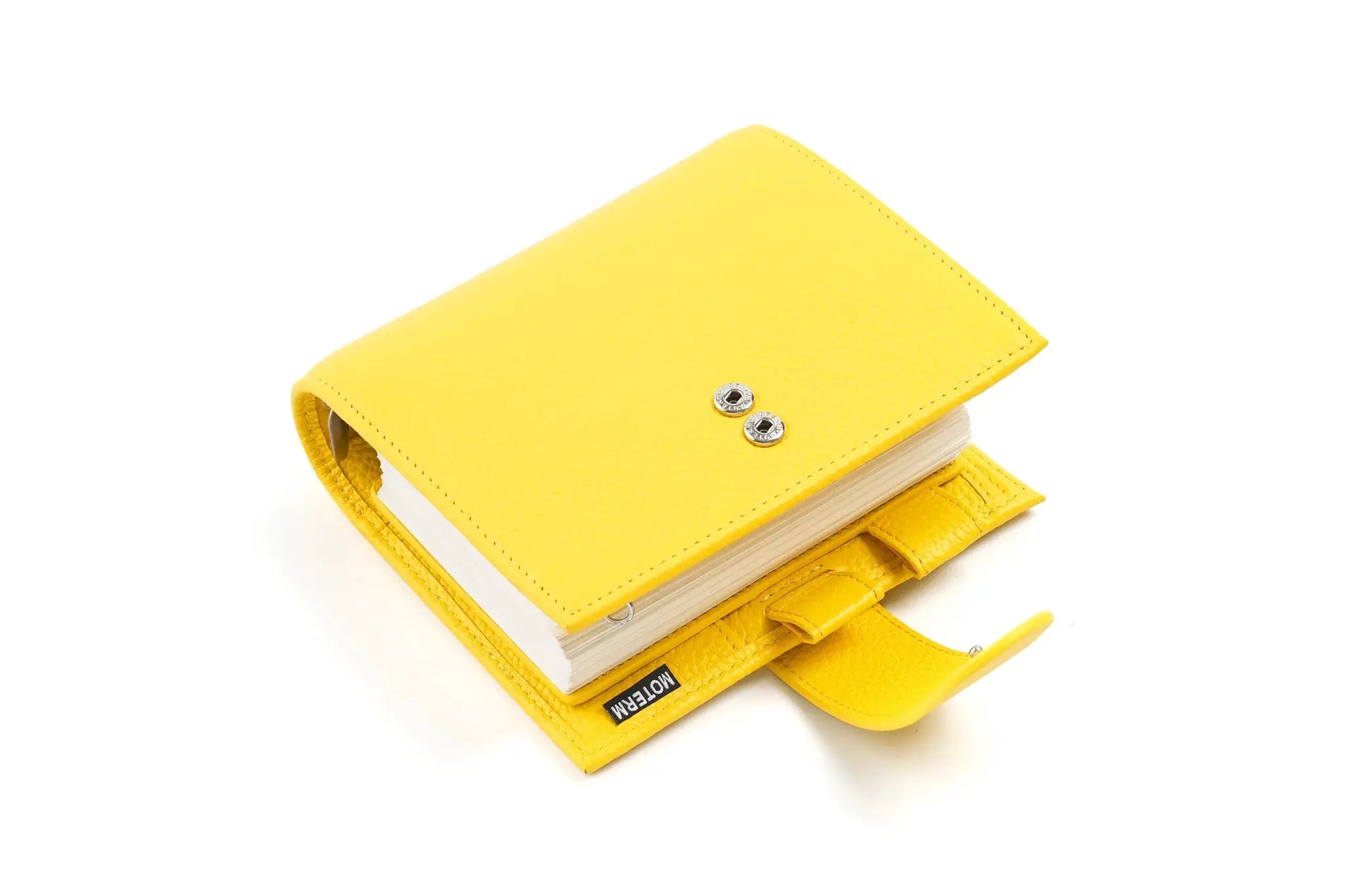 Moterm Luxe 2.0 pocket planner in yellow pebble-grain leather with 30mm rings