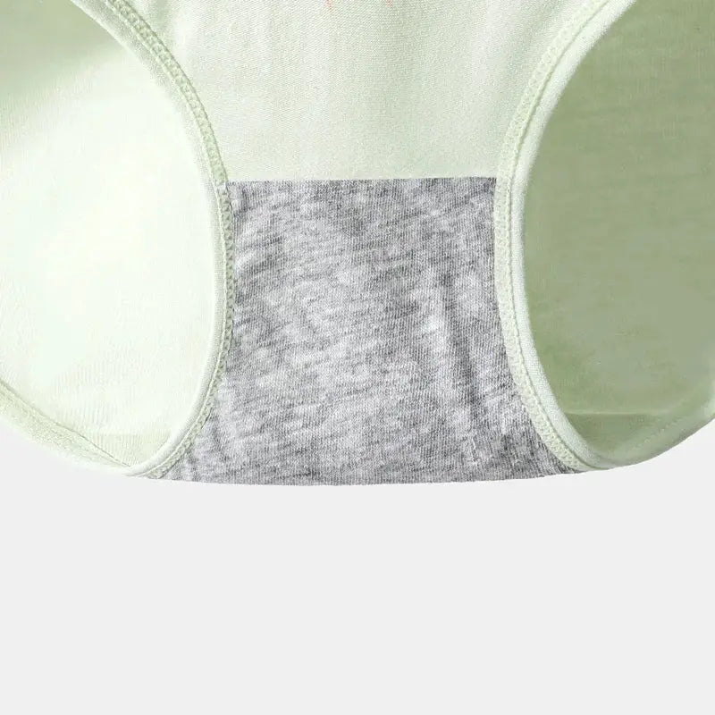 Cotton women's high-waist body-shaper panties in mint green with grey panel, breathable underwear
