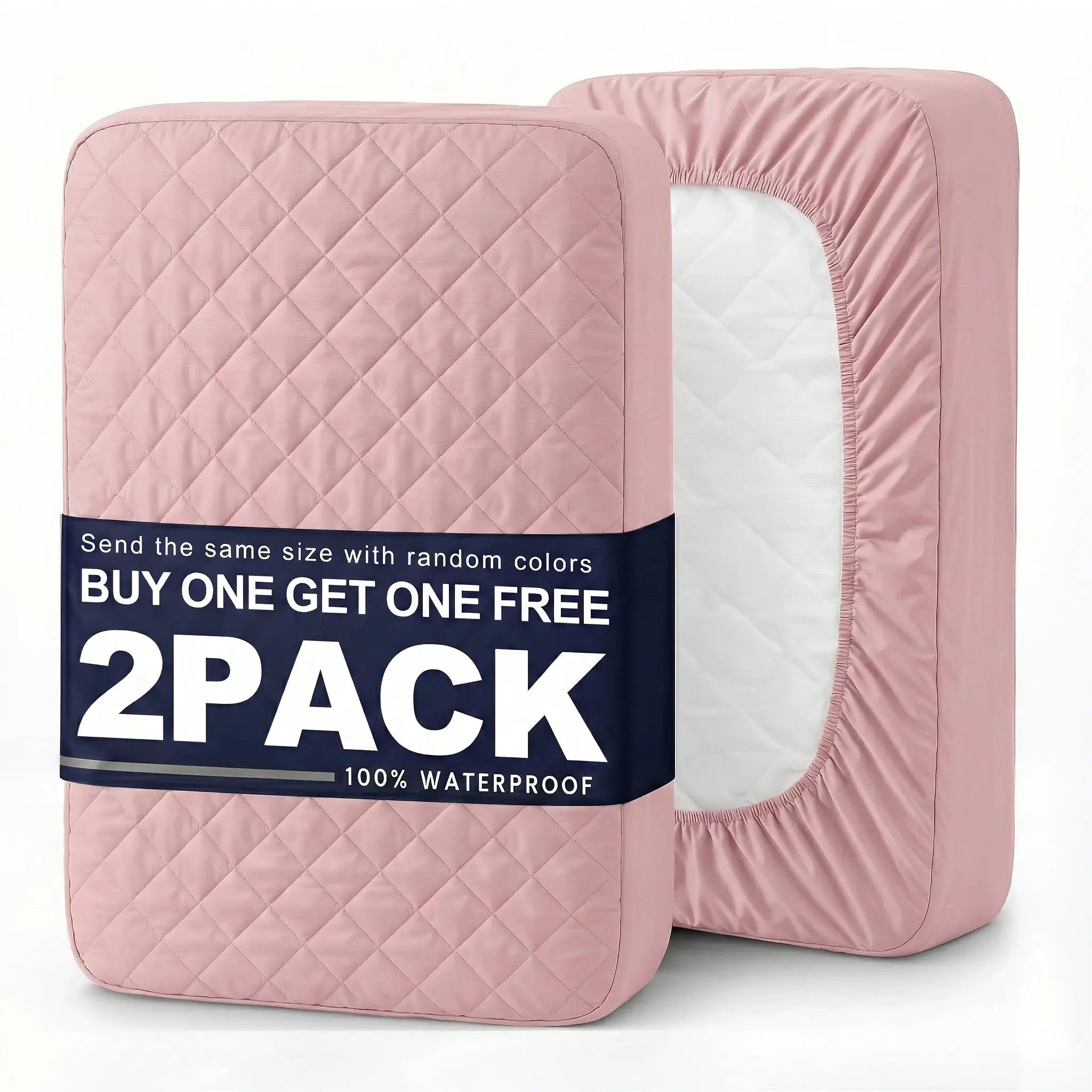 2-pack pink quilted waterproof mattress covers by Simples Market, stain- and wrinkle-resistant.