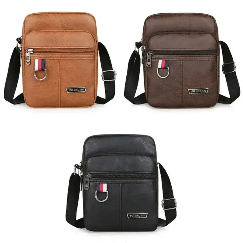 Aurora PU Leather Crossbody Bag For Men Large Capacity Casual Solid Color Shoulder Bag