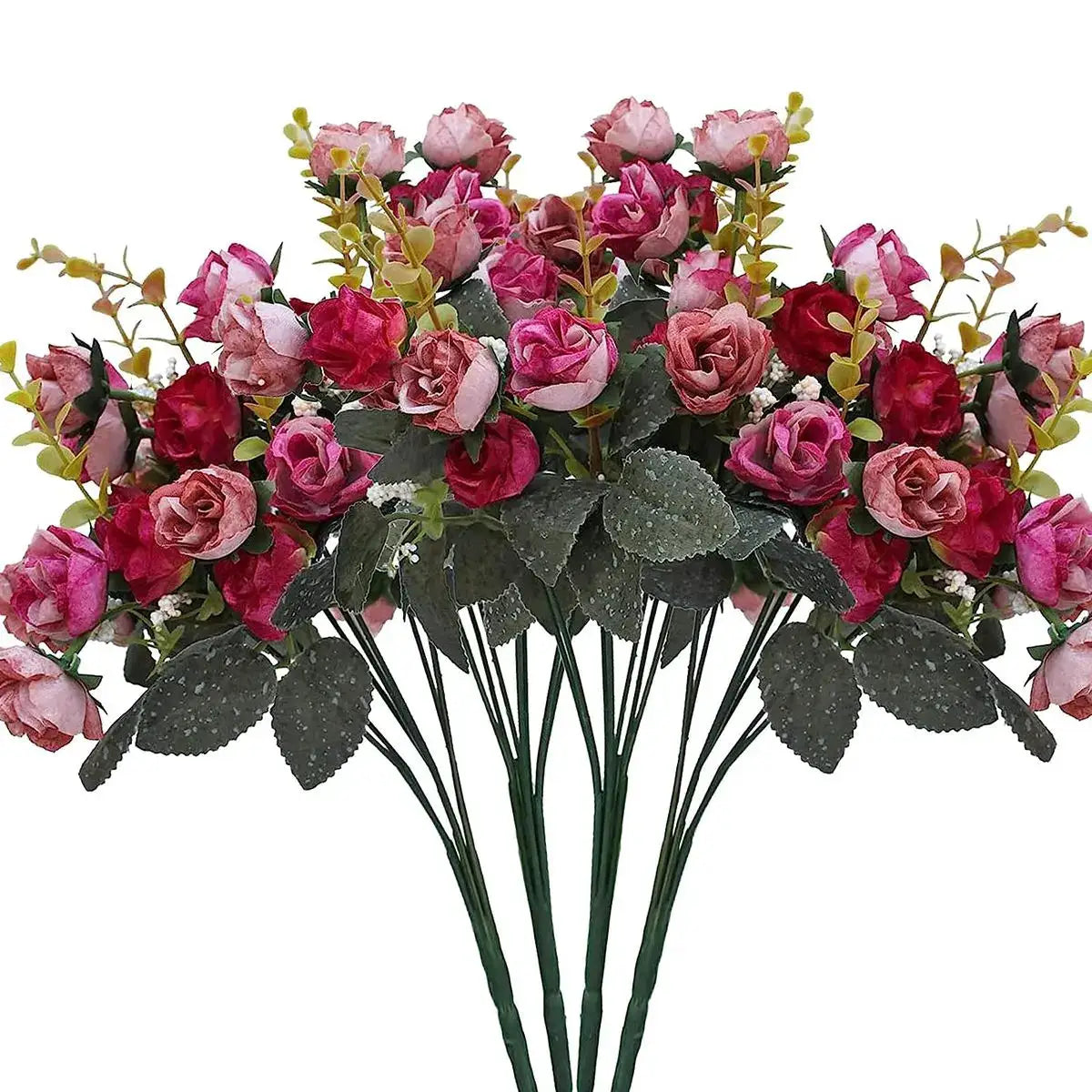 Artificial Silk Rose Bouquet 7 Stems 21 Heads for Wedding Christmas Wreath Home Decor Vase Bridal Bouquets