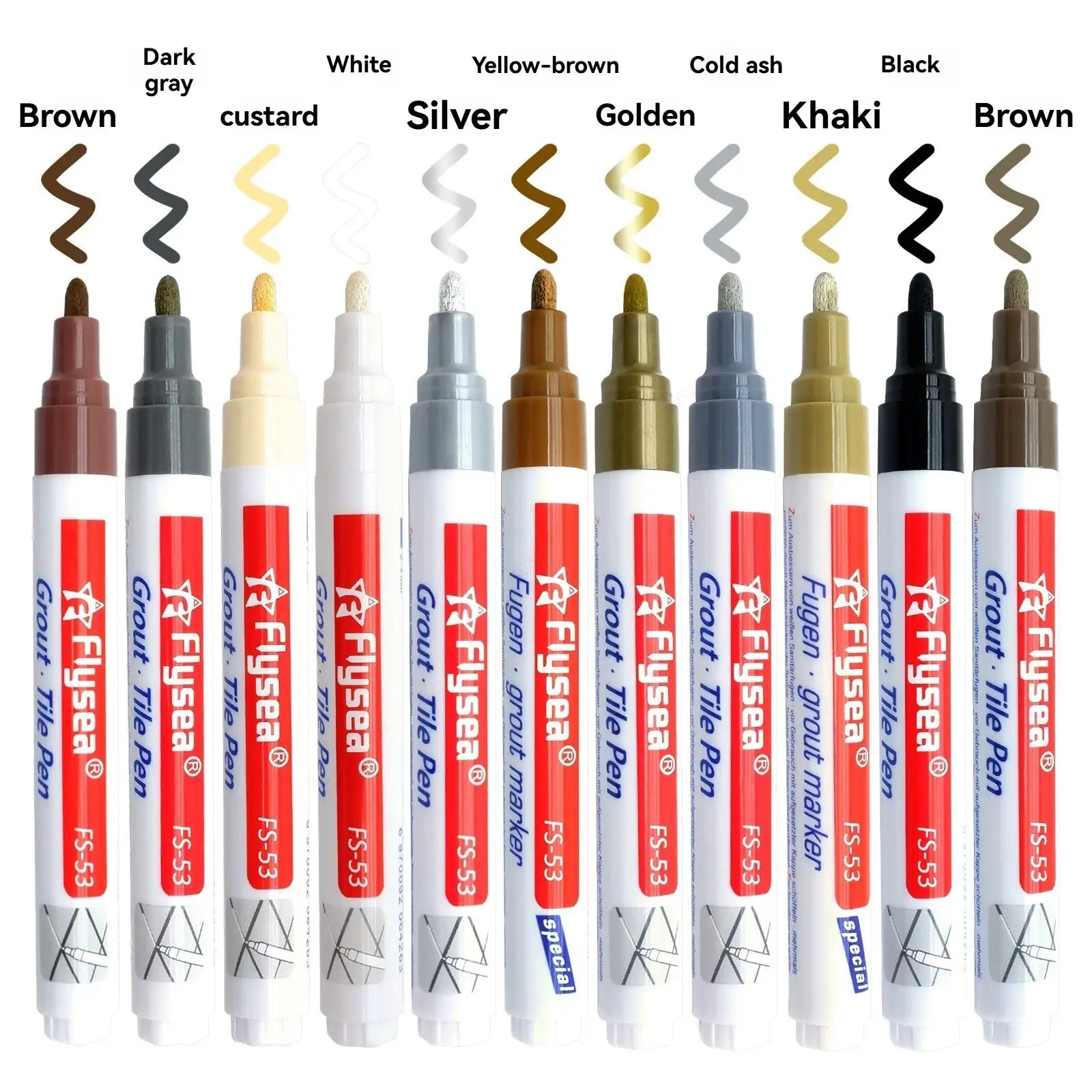 Simples Market grout pen set, 20 waterproof tile markers for grout lines on bathroom tiles in assorted browns, beiges, whites, grays