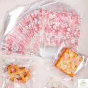 100 Pcs Flower Self Adhesive Plastic Packing Bags For Biscuits Candy Cookies Jewelry Gift Packaging 7x73cm