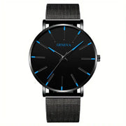 Minimalist Mens Fashion Ultra Thin Watches Simple Men Business Stainless Steel Mesh Belt Quartz Wrist Watch Relogio Masculino