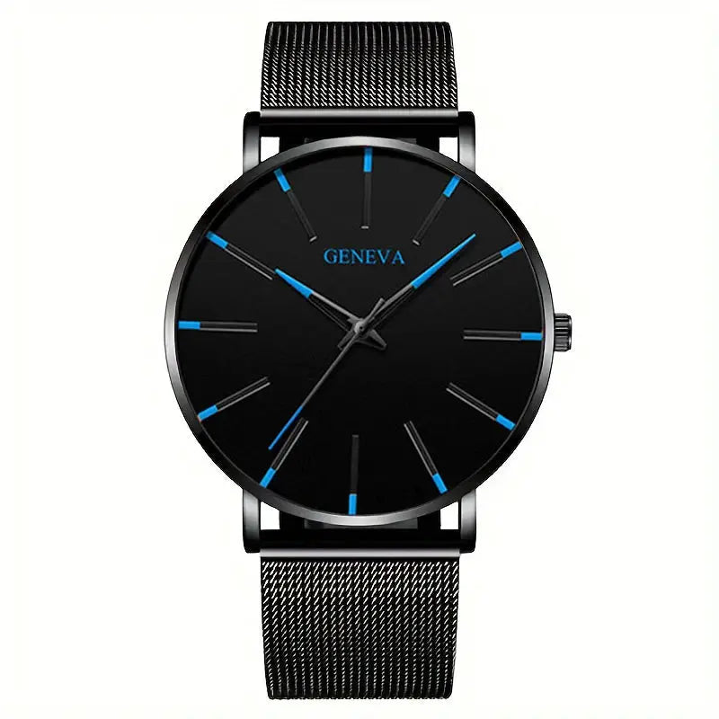Minimalist Mens Fashion Ultra Thin Watches Simple Men Business Stainless Steel Mesh Belt Quartz Wrist Watch Relogio Masculino