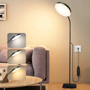 Simples Market black LED floor lamp with flexible gooseneck, dimmable indoor reading light