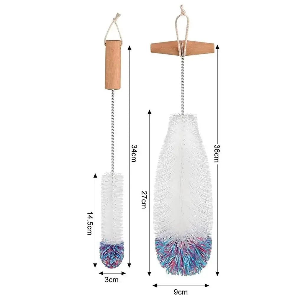 Simples Market SodaStream bottle brush set with beechwood handles; two glassware cleaners with white bristles.
