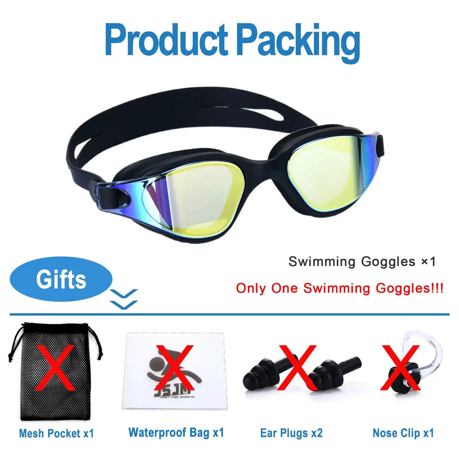 Unisex Adult Swimming Goggles Anti Fog Swim Glasses Adjustable Silicone Strap Waterproof Eyewear