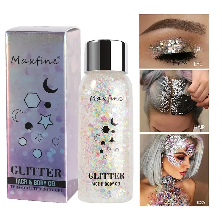 Long-Lasting Body Glitter Gel With Sequins For Face Eyes Hair Mermaid Scales Effect For Prom Party