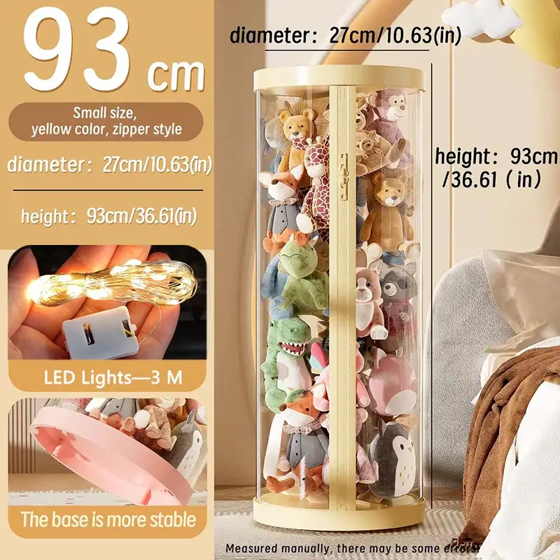 Transparent Doll Storage Box For Plush Toys And Dolls DIY Zipper Tube Organizer Christmas Gift For Kids
