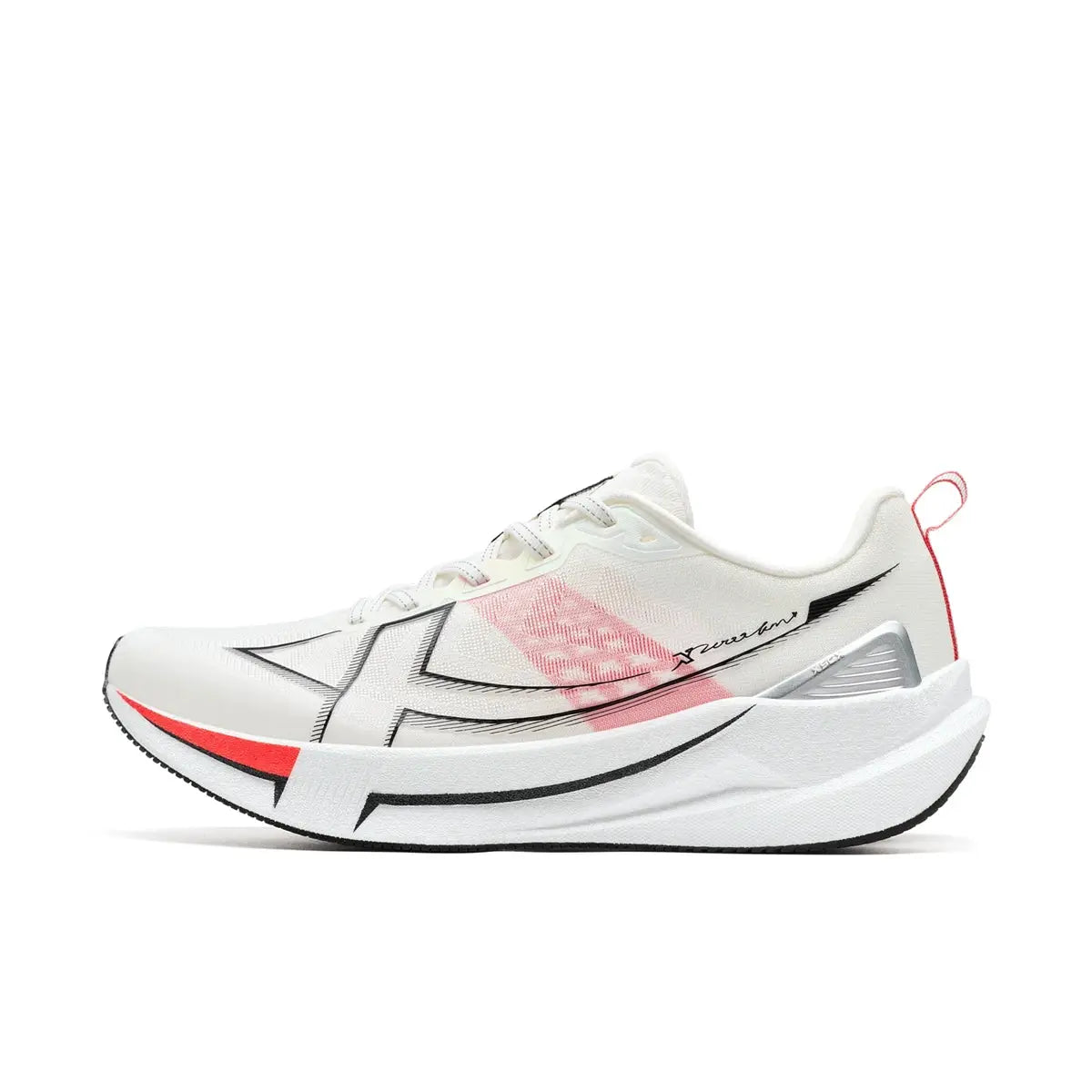 Xtep 2000km 5.0 running shoes, white with pink accents, cushioned lightweight midsole