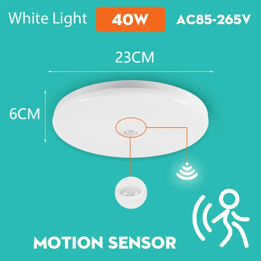 Simples Market motion sensor white LED ceiling light fixture, 40W, AC85-265V