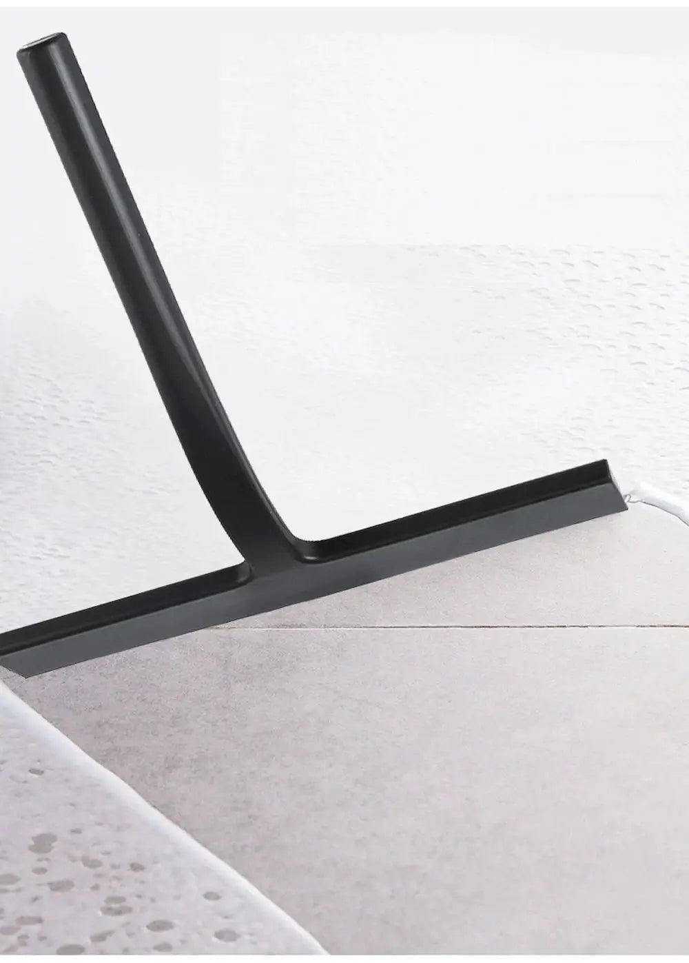 Shower squeegee for glass doors with silicone holder, black bathroom cleaning tool