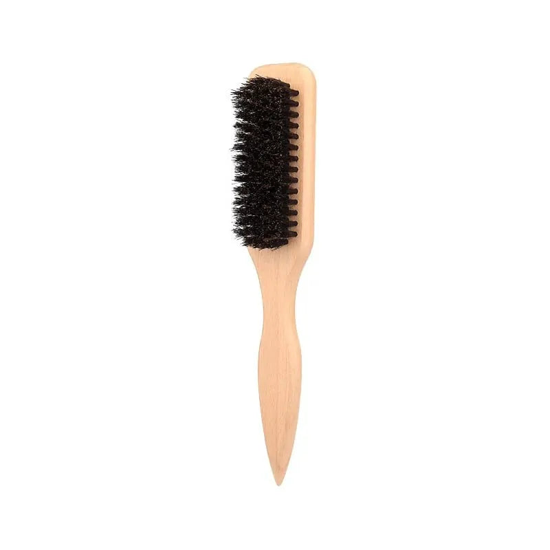 Pointed-tail bristle comb, brown wooden handle with black bristles, anti-static, Simples Market