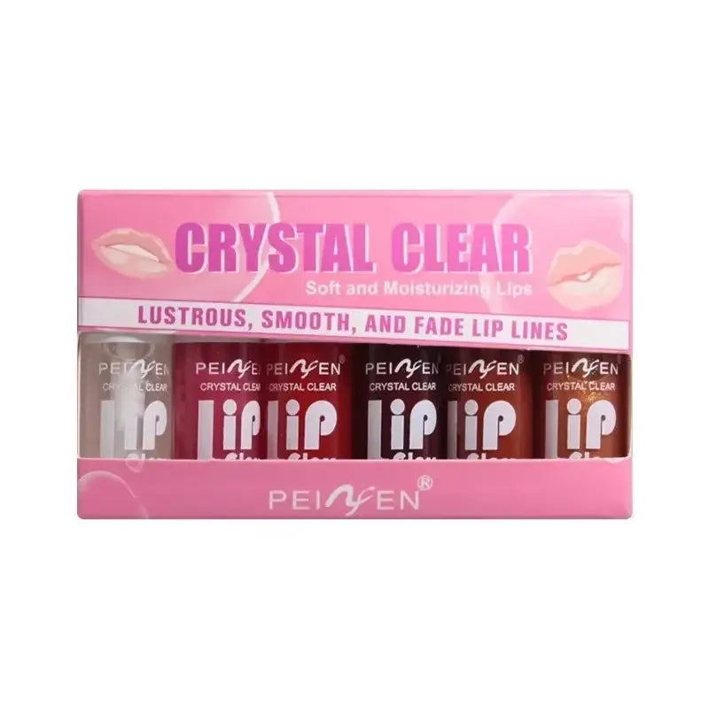 LuxeGlow Six Piece Moisturizing Lip Gloss Set Hydrating Lip Oil Plumper For Natural Shine