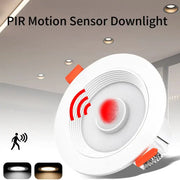 PIR motion sensor LED downlight, white recessed ceiling spotlight with warm and cool white options