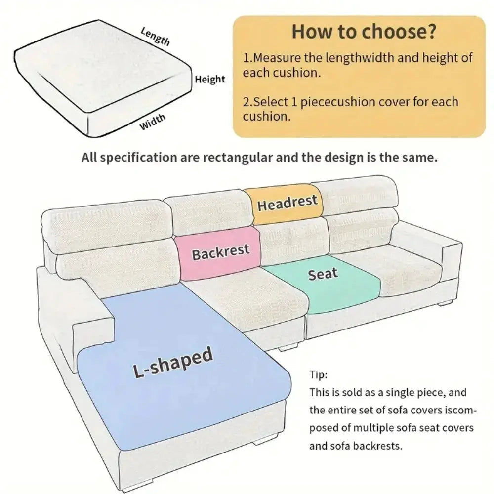 Simples Market stripe jacquard stretch removable sofa seat cushion covers set for L-shaped sofa, washable.