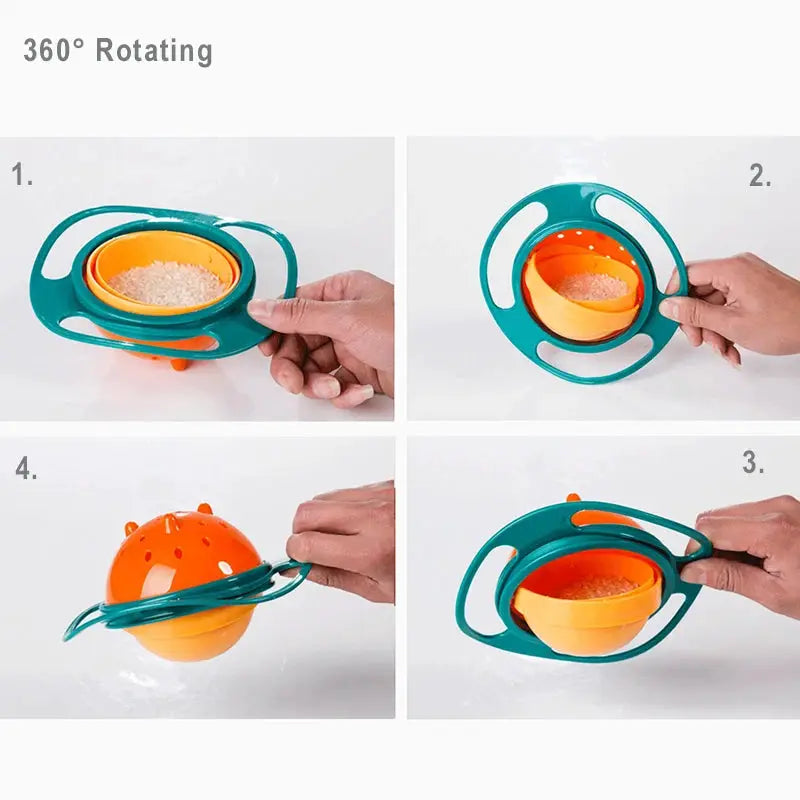 Universal Gyro Bowl Rotary Balance 360 Degree Rotation Spill Proof Feeding Dish Toy For Babies And Kids