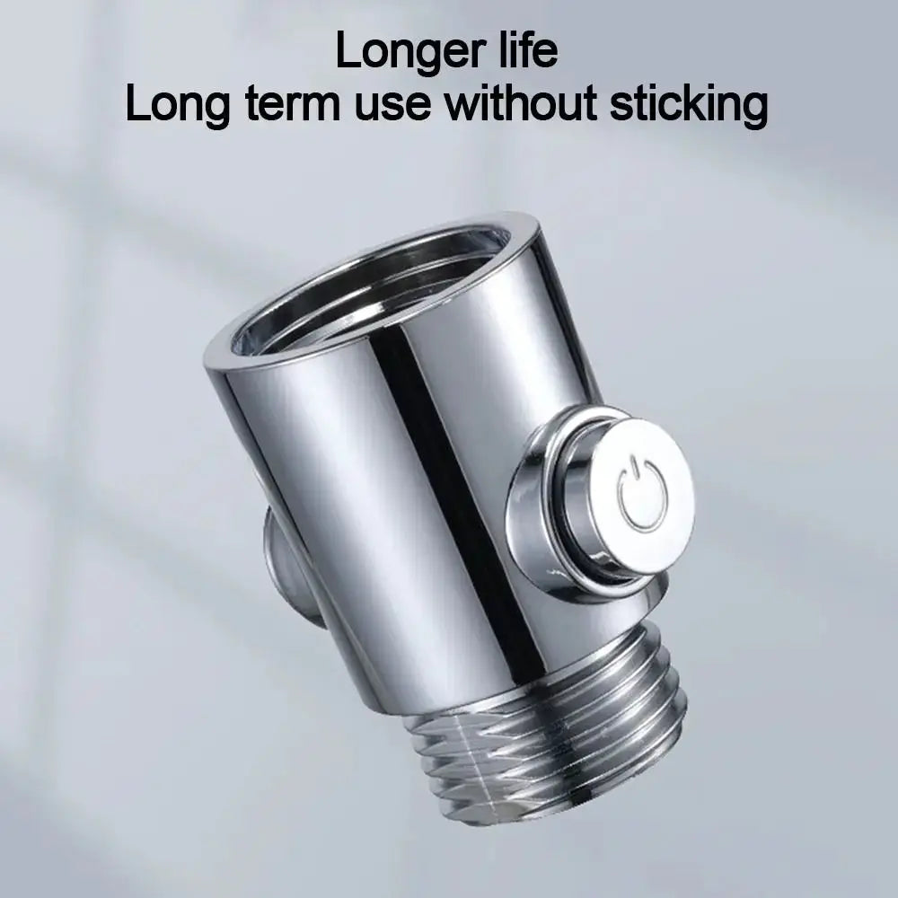 Chrome plastic shower head arm diverter with one-button water pressure control switch