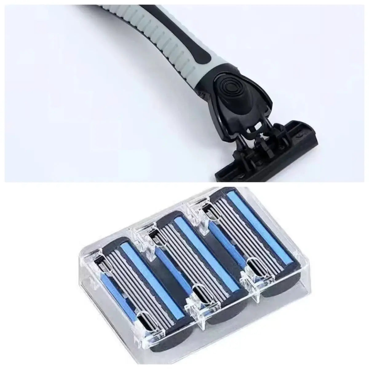 Manual Safety Razor For Men And Women With Handle And Three Replaceable Blades Six Layer Stainless Steel Shaving Head