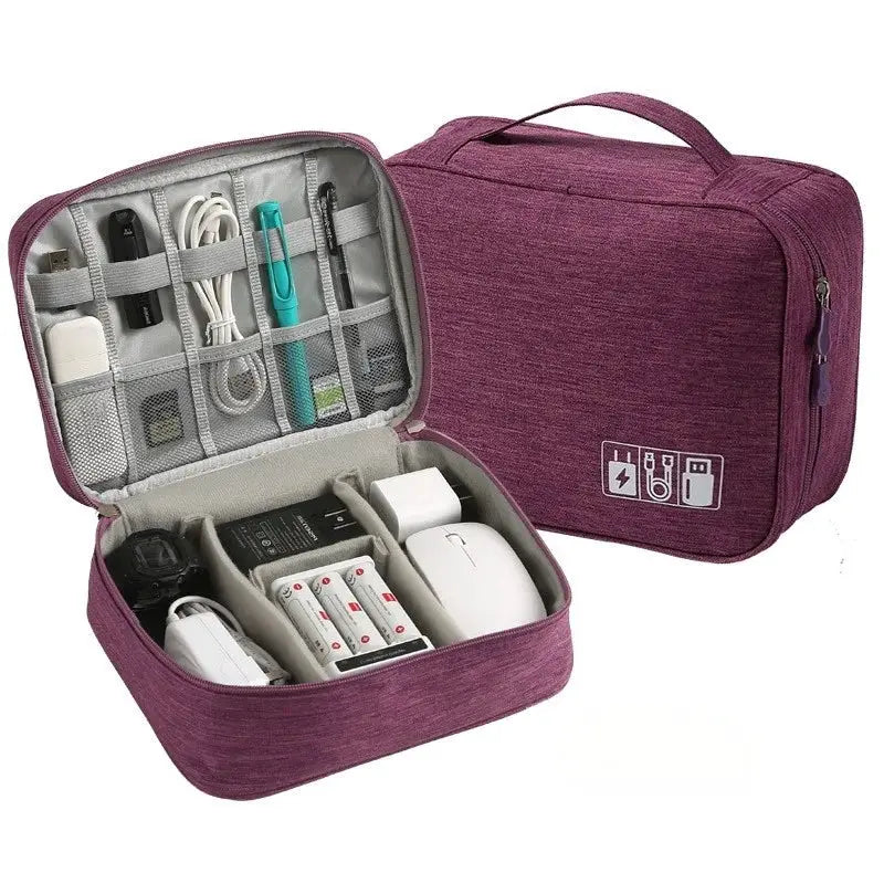 TravelMate Waterproof Cable Storage Bag Digital Organizer Portable USB Data Cable Charger Case With Compartments