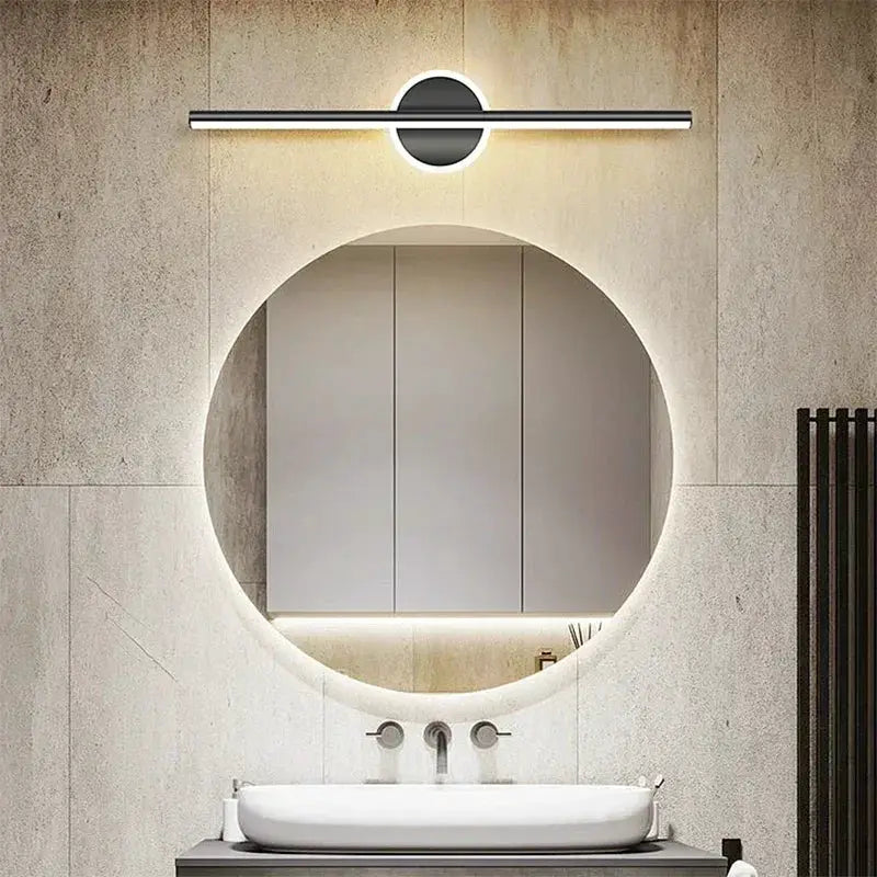 Modern LED wall lamp black and gold, 40/60cm long strip fixture for bathroom mirror