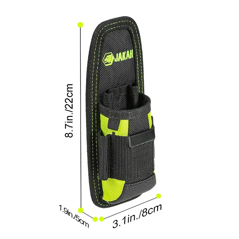 Jakah Small Tool Holder by Simples Market, black with neon green accents, tool pouch with knife holder and snap clip