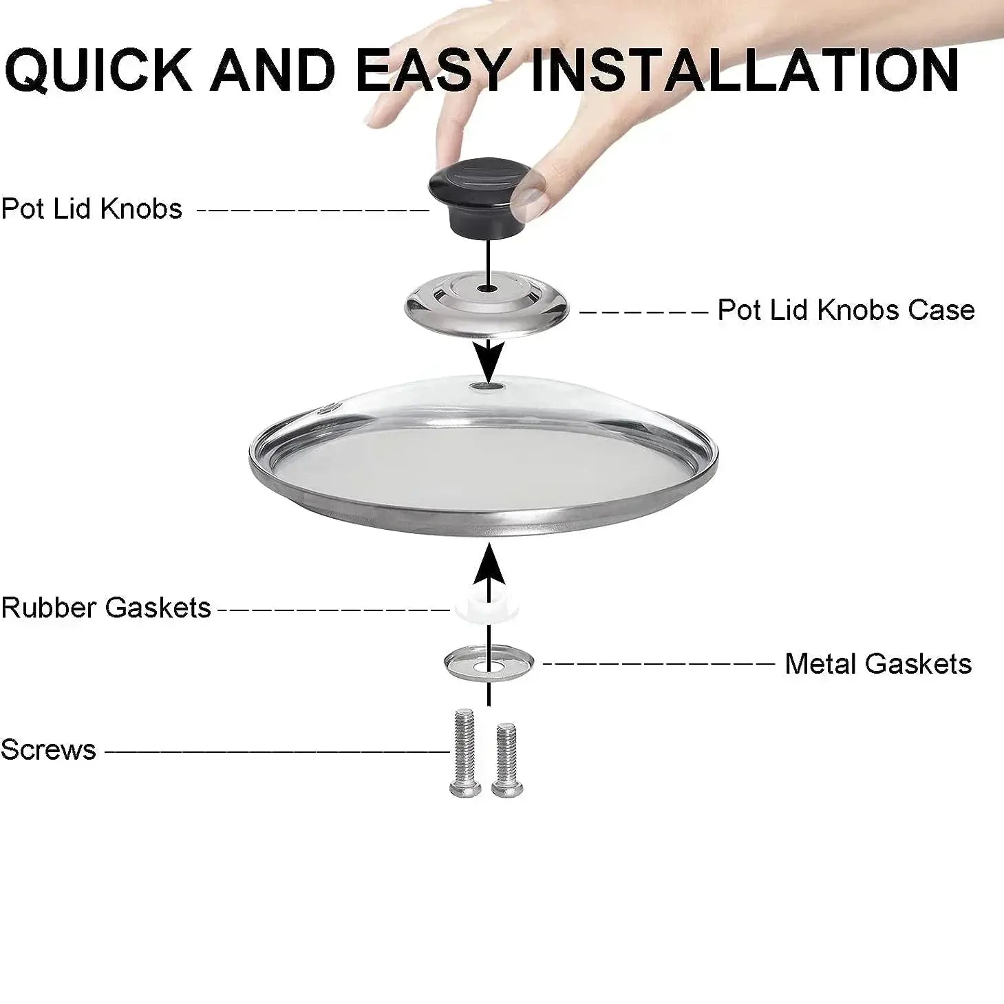 Universal Pot Lid Handle Covers Four Piece Interchangeable Knobs For Pressure Cookers And Cookware