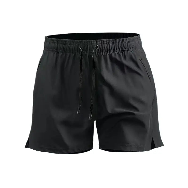 Men's black lightweight quick-dry sport shorts with pockets and drawstring waistband from Simples Market