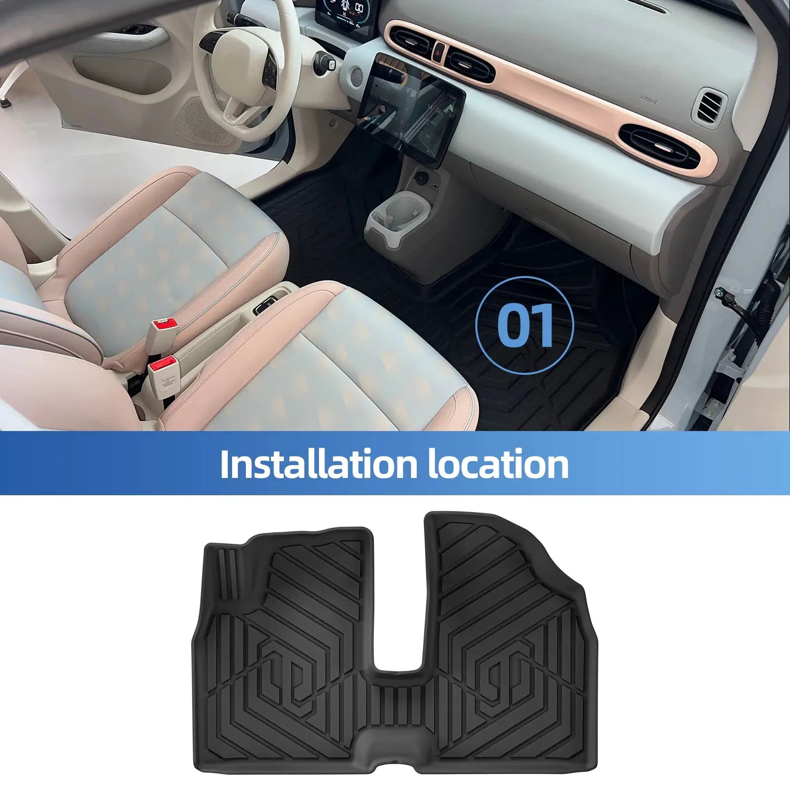 Sambee left-drive floor mats for Leapmotor T03 EV, black TPE 3D trunk tray set of 2 by Simples Market