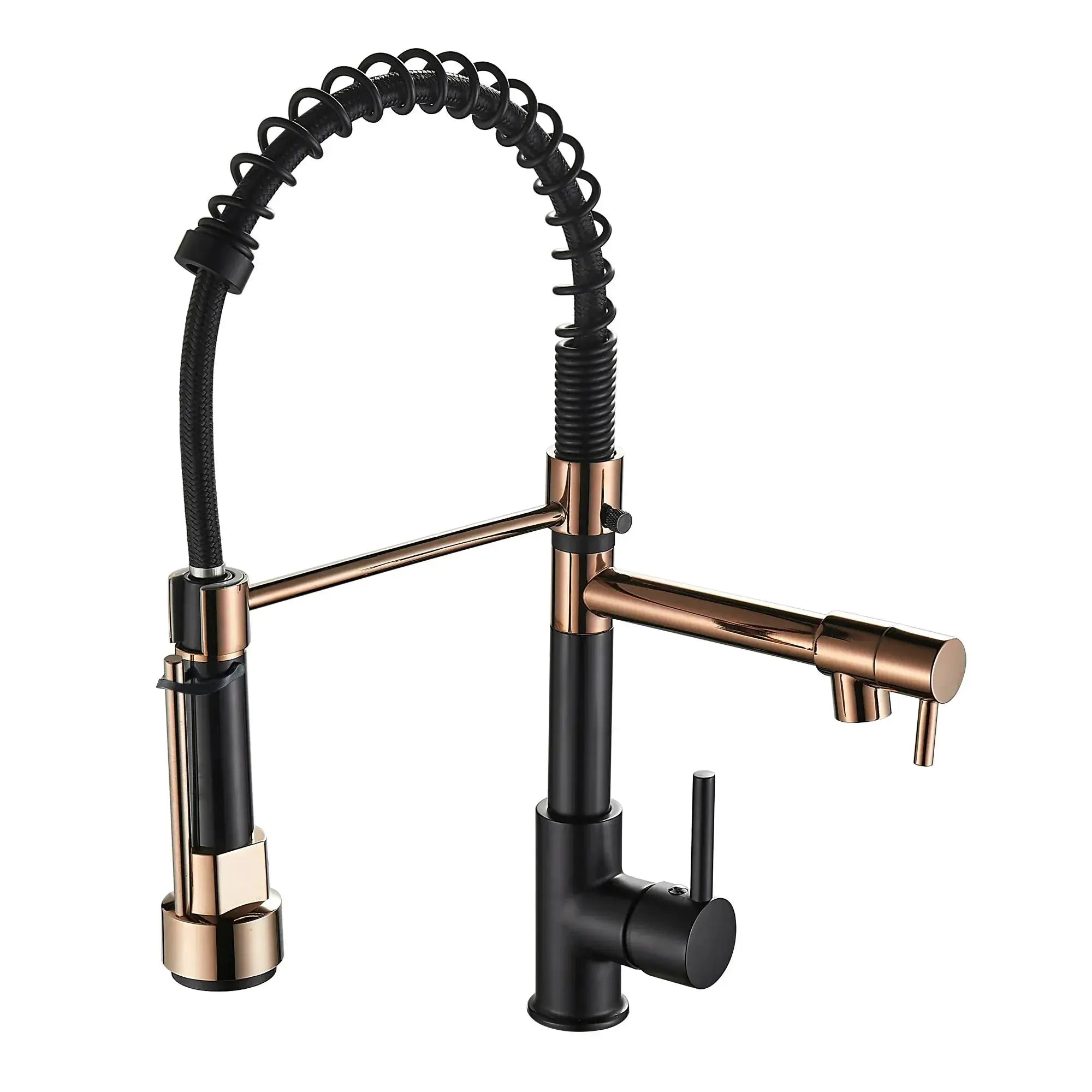 Kitchen faucet with pull-down sprayer, high-arc, black and copper finish by Simples Market