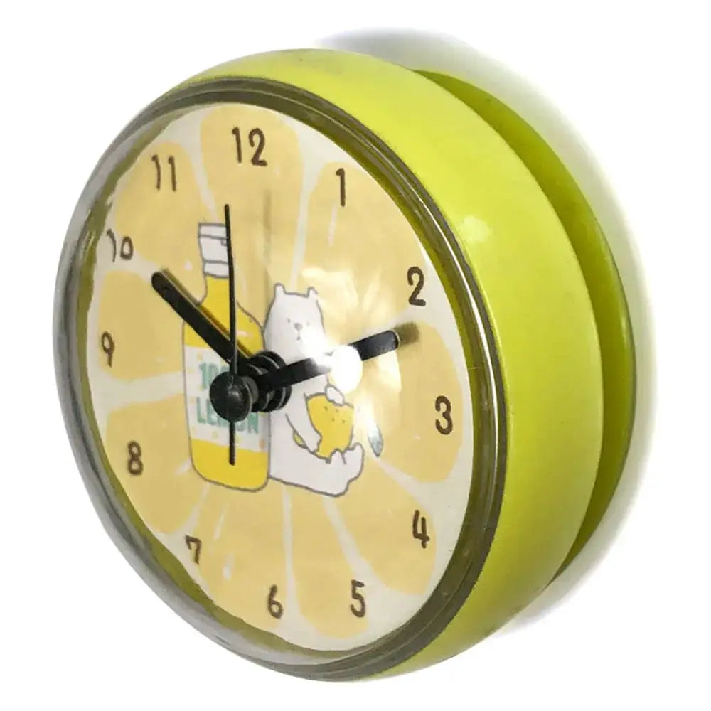Simples Market mini yellow wall clock, 7cm with cartoon face, quartz movement, waterproof