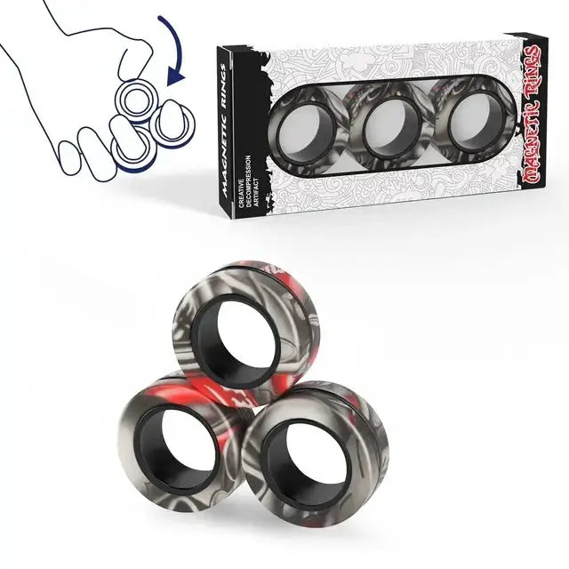 Magnetic Rings Fidget Toy Set 3 Pack Spinner Rings for Adults Teens and Kids Great Gift Durable ABS Plastic
