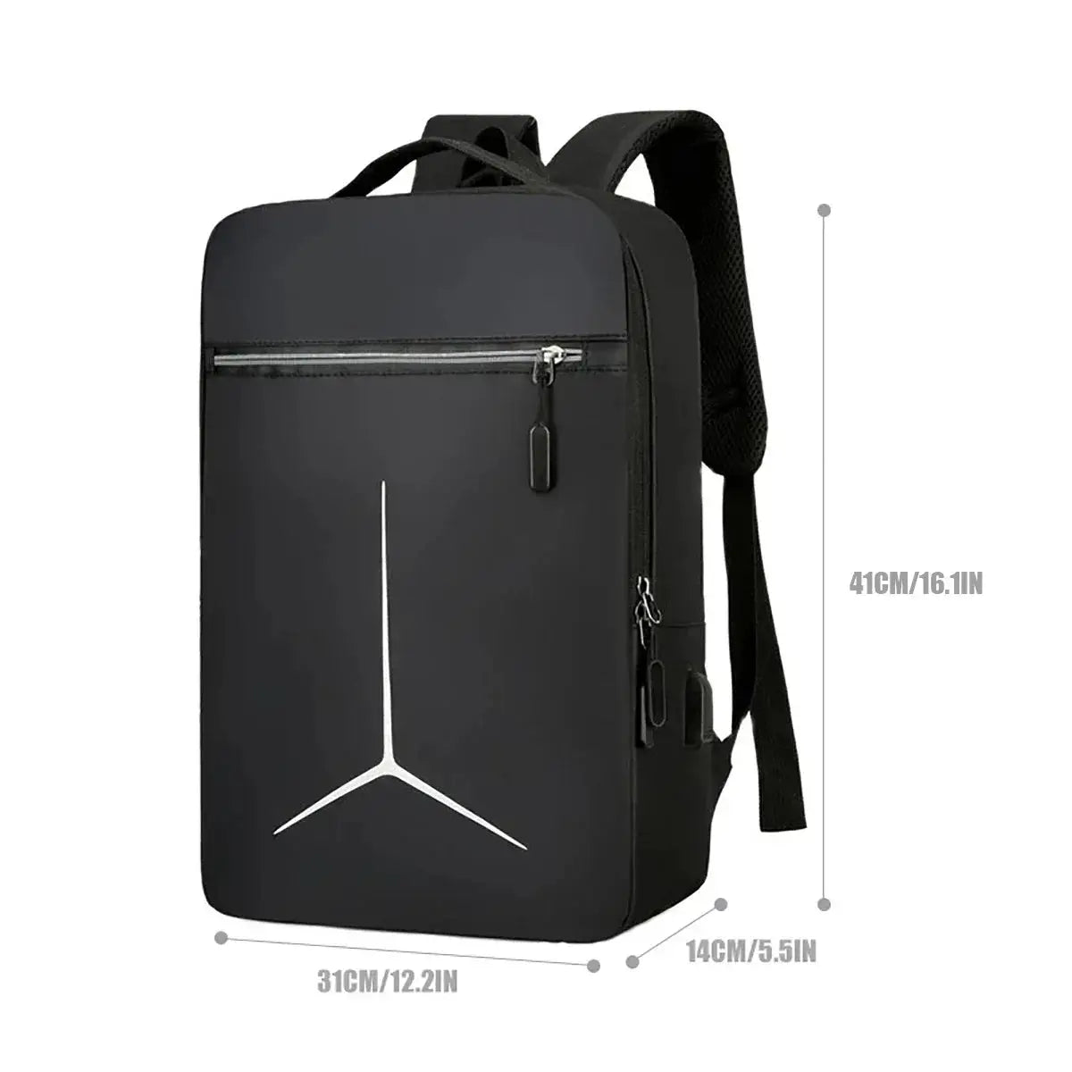 Simples Market anti-theft black EVA backpack with front zip pocket and padded mesh back straps