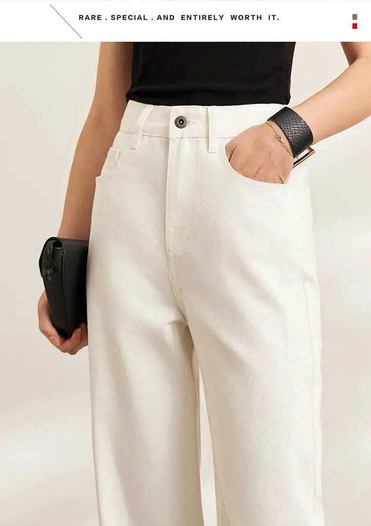 Amii Minimalism Vintage Denim Jeans Women Loose Wide Leg Autumn Pants