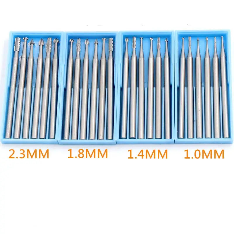 6 Piece Tungsten Steel Engraving Cutter Set 2.35mm Shank For Electric Carving Machines Cutting Size 1.0 To 2.3mm