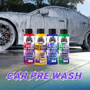 Simples Market Colored Car Pre Wash Solution set with four bottles in red, yellow, blue and green