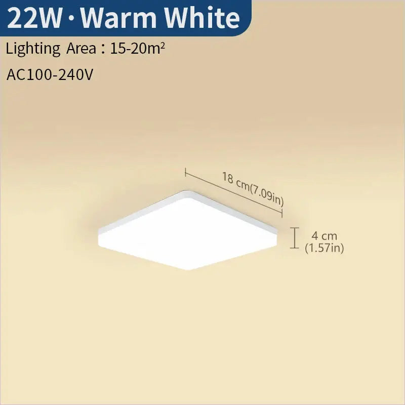 MARPOU square LED ceiling lamp, warm white 22W, white finish for bedroom lighting