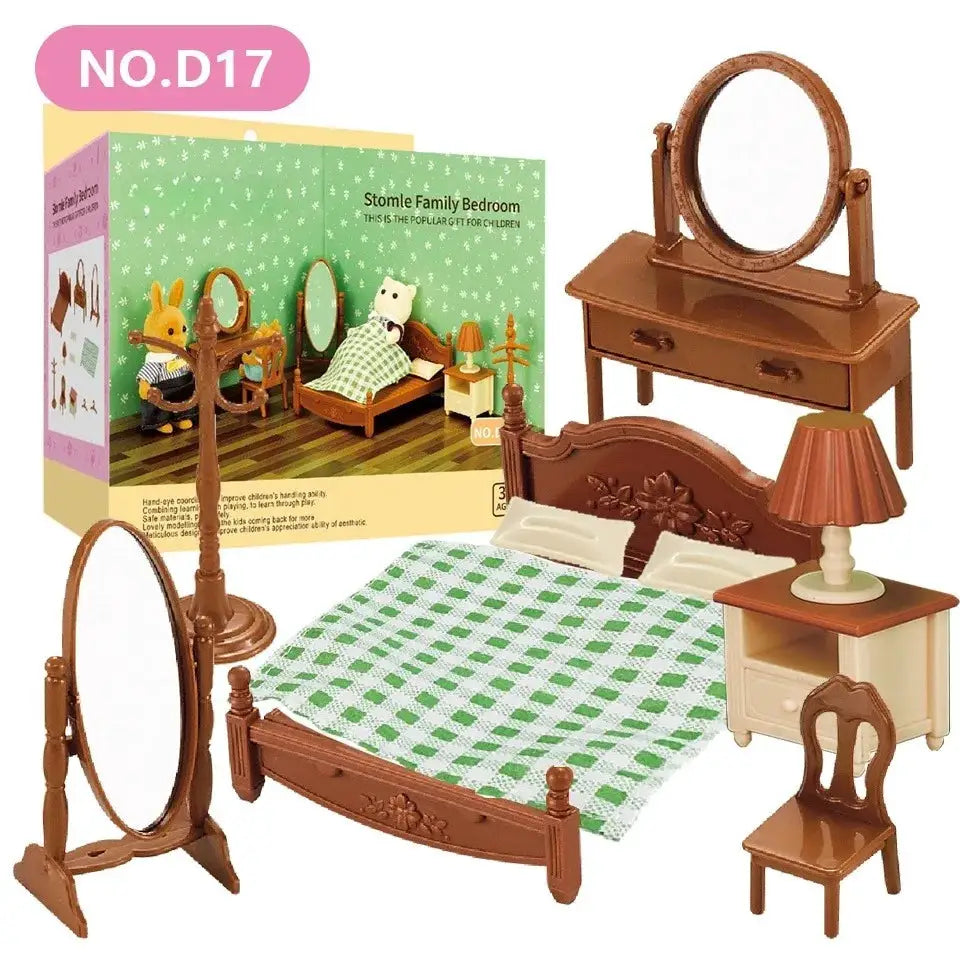 Dollhouse Furniture Set For Bathroom Kitchen Laundry With Fridge And Washing Machine Miniature Pretend Play Toys