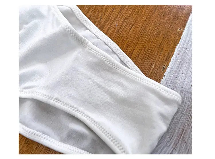 Girls white satin ice silk briefs with elastic waistband