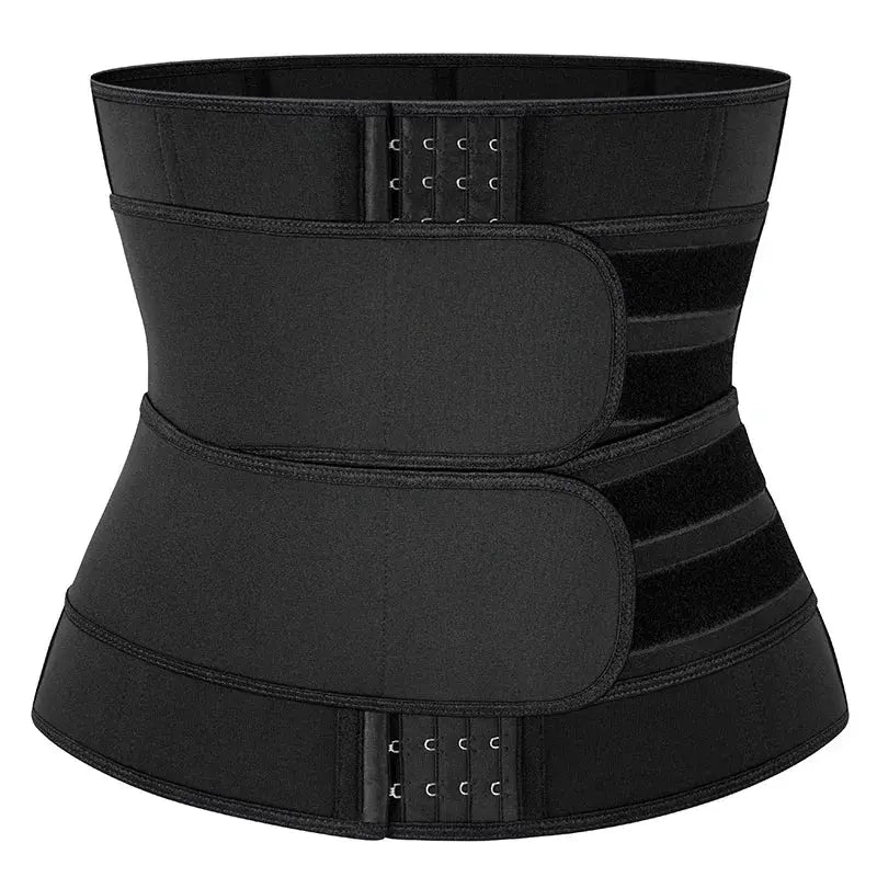 Vensslim men's waist trainer belt, black body shaper with double hook closures.