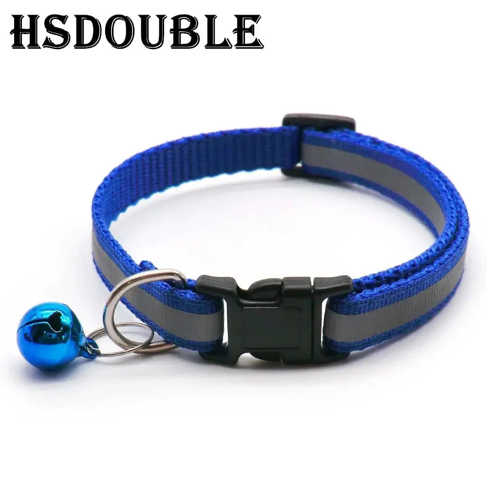 2 Pack Reflective Adjustable Cat And Small Dog Collars With Sash Bells In 12 Colors For Night Visibility