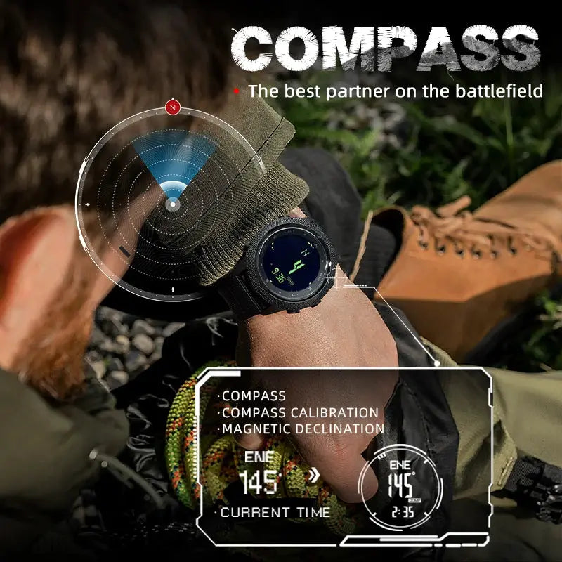 North Edge Apache-46 digital men's black outdoor watch with altimeter, barometer, compass, WR50M
