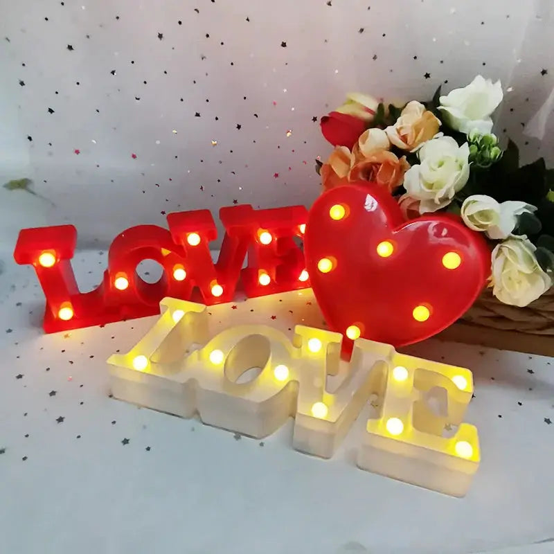 Love Heart LED Lamp for Weddings and Parties Romantic Night Light Pink Red Home Decor Gift