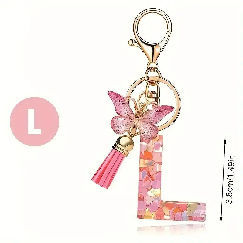 Customizable A To Z Letter Keychain With Resin Pendant Metal Holder Lobster Clasp For Keys Bags And Cars