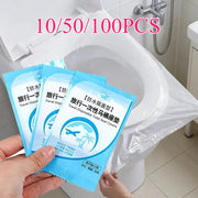 Three blue travel disposable toilet seat cover packets for bathroom use (10/50/100 pcs)
