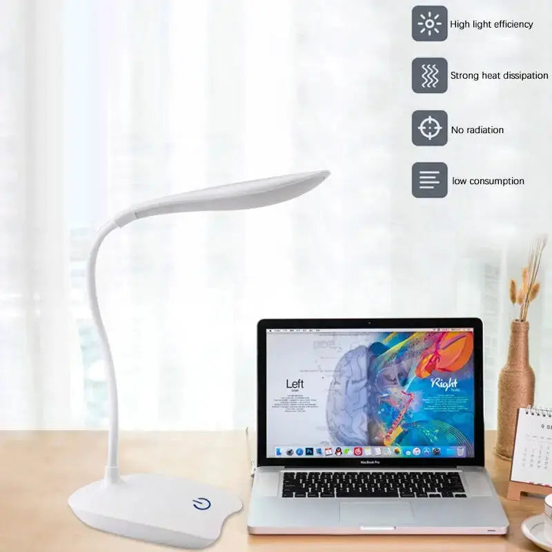 LuminaTech LED Desk Lamp USB Rechargeable Eye Protection Adjustable Brightness Desktop Light For Reading And Study