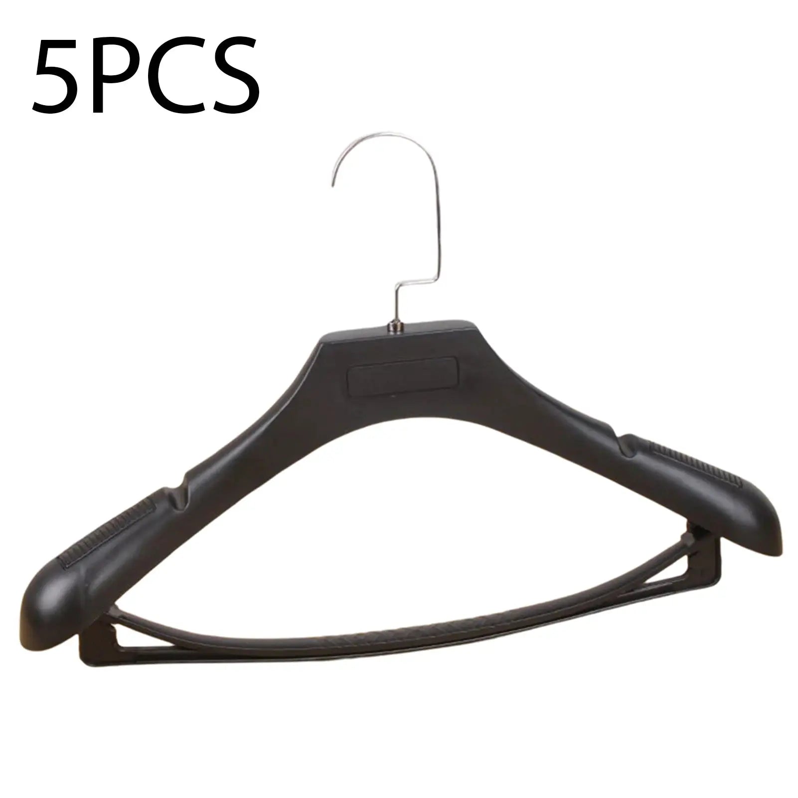 5-piece wide-shoulder plastic clothes hanger set by Simples Market with metal hook